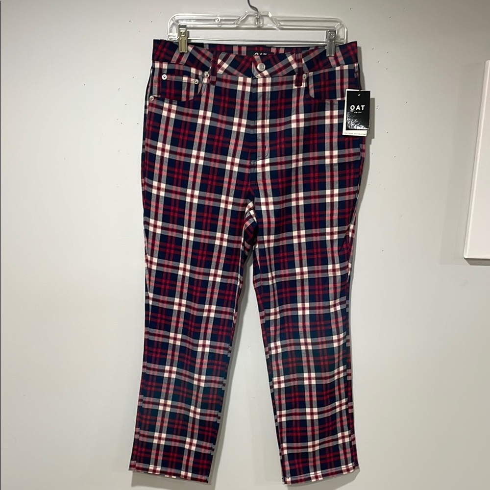 Oat Plaid Cropped Pants